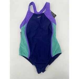 Girls Mesh Thick Strap One Piece, Blue Harmony,, Blue Harmony, Size 16 NWT